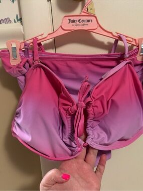 Juicy Couture Pink to Lavender Ombre Tie-Front Bikini Top and bottom